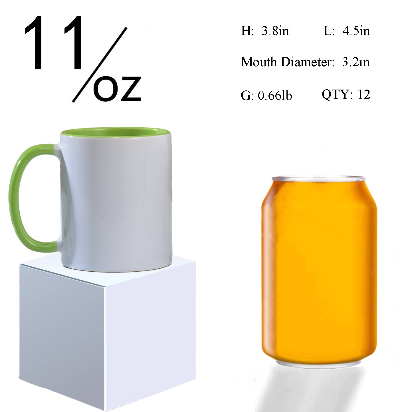 12 Pack Sublimation Color Mug 11 Ounce and 15 Ounce with Boxes