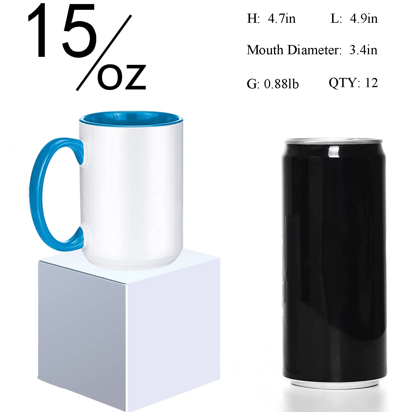 12 Pack Sublimation Color Mug 11 Ounce and 15 Ounce with Boxes