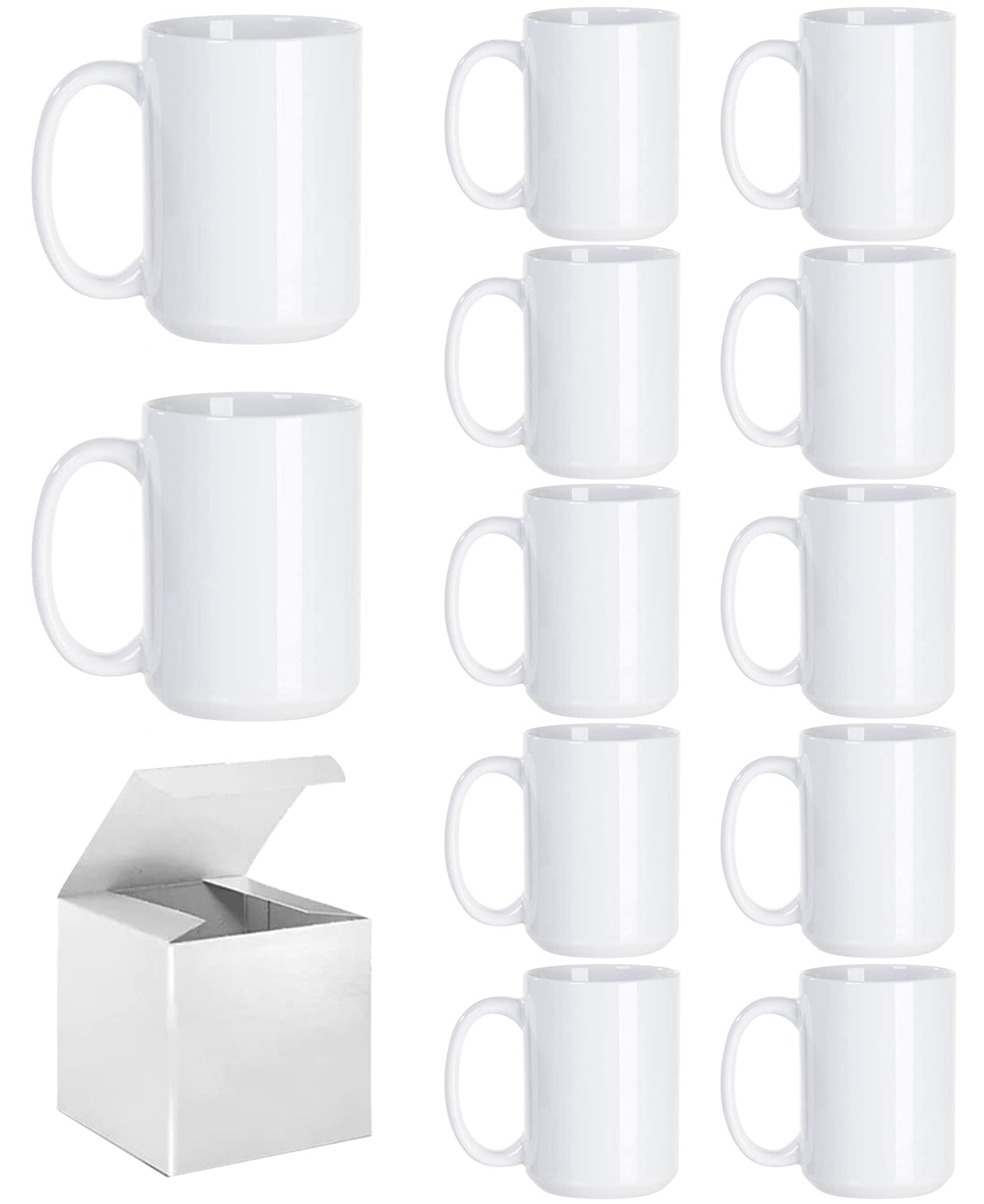 12 Pack Sublimation Mug 11 Ounce and 15 Ounce with Boxes