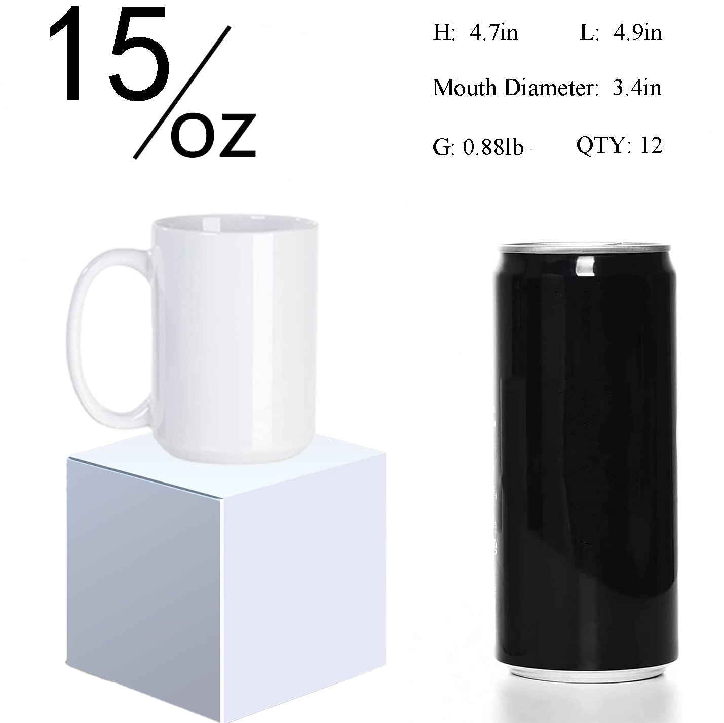 12 Pack Sublimation Mug 11 Ounce and 15 Ounce with Boxes