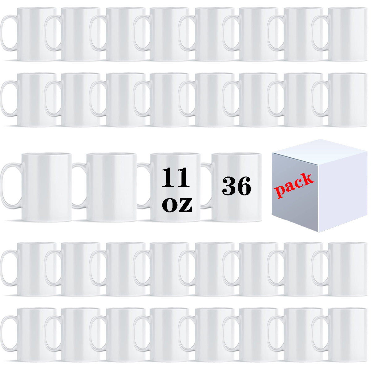 27Pack/36Pack Sublimation Mugs 15oz/11oz Blank White Coffee Cup